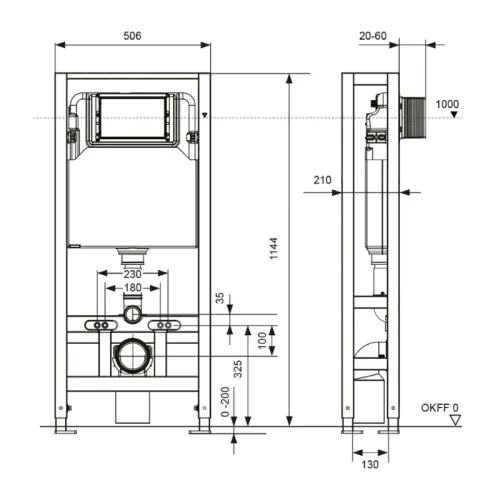 TECEspring Застенный модуль TECEspring на четырех опорах, высота 1144 мм S500393 TECEspring Застенный модуль TECEspring на четырех опорах, высота 1144 мм S500393
