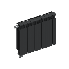 Радиатор биметаллический RIFAR MONOLIT VENTIL 500 х 10 секций АНТРАЦИТ нижнее левое подключение, R-MN-500-10-VL-AN