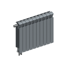Радиатор биметаллический RIFAR MONOLIT VENTIL 500 х 10 секций ТИТАН нижнее левое подключение, R-MN-500-10-VL-TI