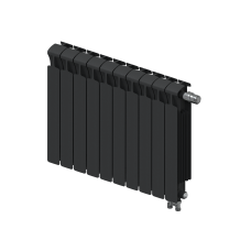 Радиатор биметаллический RIFAR MONOLIT VENTIL 500 х 10 секций АНТРАЦИТ нижнее правое подключение, R-MN-500-10-VR-AN