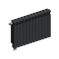Радиатор биметаллический RIFAR MONOLIT VENTIL 500 х 12 секций АНТРАЦИТ нижнее левое подключение, R-MN-500-12-VL-AN