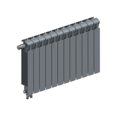 Радиатор биметаллический RIFAR MONOLIT VENTIL 500 х 12 секций ТИТАН нижнее левое подключение, R-MN-500-12-VL-TI