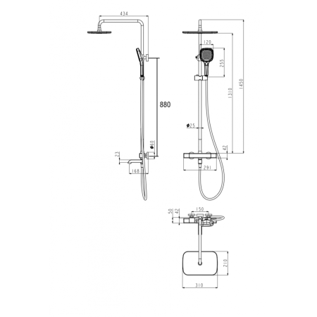 Душевая система с термостатом Grocenberg GB7005 Золото