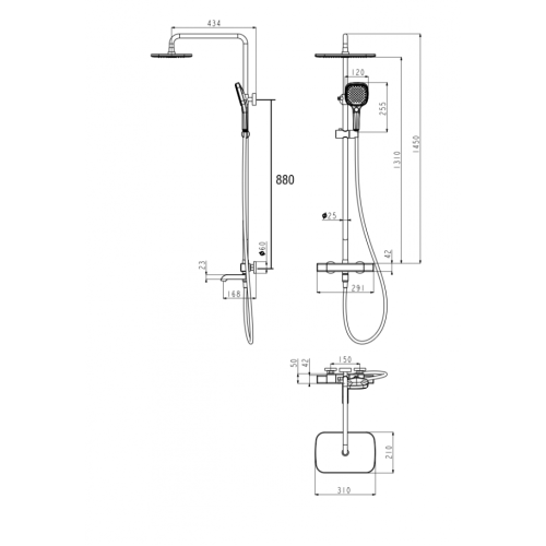 Душевая система с термостатом Grocenberg GB7005 Никель