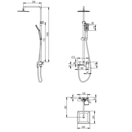 Душевая система Grocenberg GB7007-1 Черный матовый