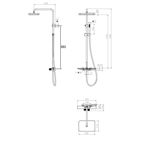 Душевая система с термостатом Grocenberg  GB7038BG Графит
