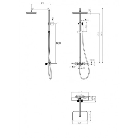 Душевая система с термостатом Grocenberg GB7038BL Чёрный матовый Душевая система с термостатом Grocenberg GB7038BL Чёрный матовый