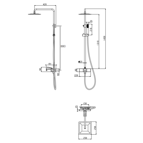 Душевая система Grocenberg GB7090BL Чёрный матовый