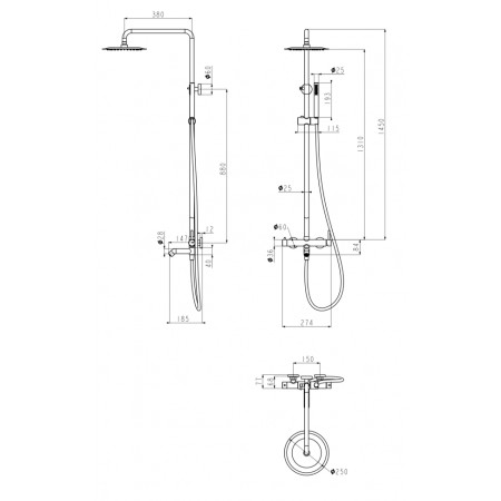 Душевая система Grocenberg GB7099GL золотой брашированный