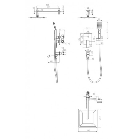 Душевая система Grocenberg GB5007 Черный матовый