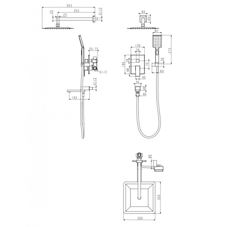 Душевая система Grocenberg GB5008 Черный матовый