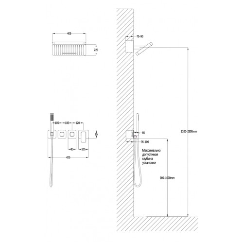 Душевая система скрытого монтажа Grocenberg GB5030BL с Картриджем Kerox (Венгрия)