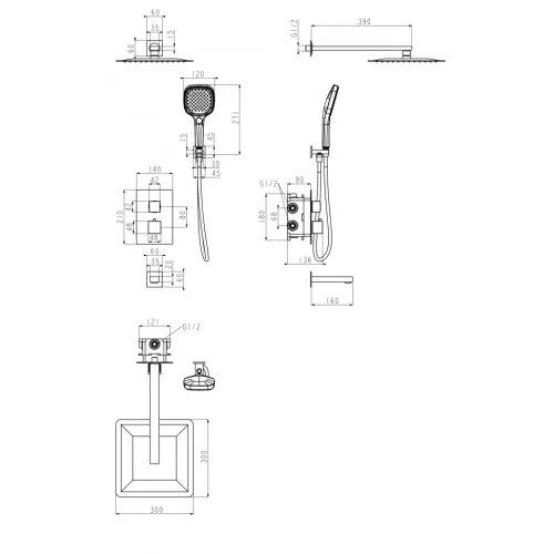 Душевая система скрытого монтажа Grocenberg GB5050GO с Термостатом Vernet (Франция) Душевая система скрытого монтажа Grocenberg GB5050GO с Термостатом Vernet (Франция)