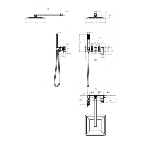 Душевая система скрытого монтажа Grocenberg GB5080BL с Картриджем Kerox (Венгрия)