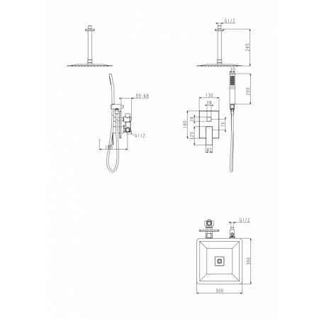 Душевая система скрытого монтажа Grocenberg GB5089BL-4 Чёрный матовый Душевая система скрытого монтажа Grocenberg GB5089BL-4 Чёрный матовый