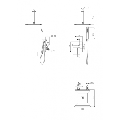 Душевая система скрытого монтажа Grocenberg GB5089CR-4 Хром