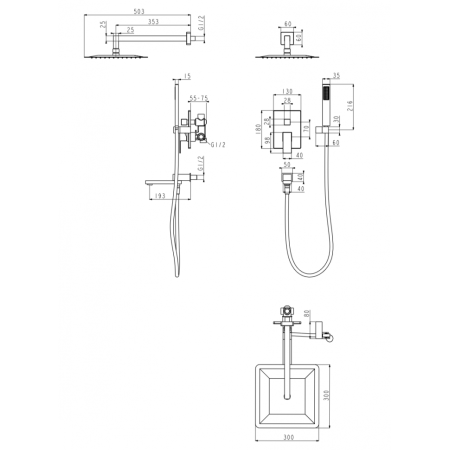 Душевая система скрытого монтажа Grocenberg GB5089GO-1 Золото Душевая система скрытого монтажа Grocenberg GB5089GO-1 Золото