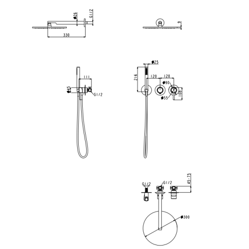 Душевой комплект Grocenberg GB5090CR Хром