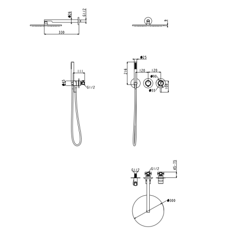 Душевой комплект Grocenberg GB5090NK Никель Душевой комплект Grocenberg GB5090NK Никель