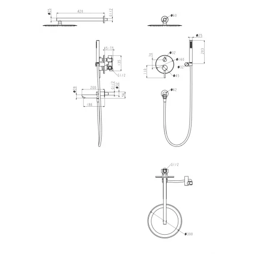 Душевая система скрытого монтажа Grocenberg GB5099BL-1 Чёрный матовый Душевая система скрытого монтажа Grocenberg GB5099BL-1 Чёрный матовый