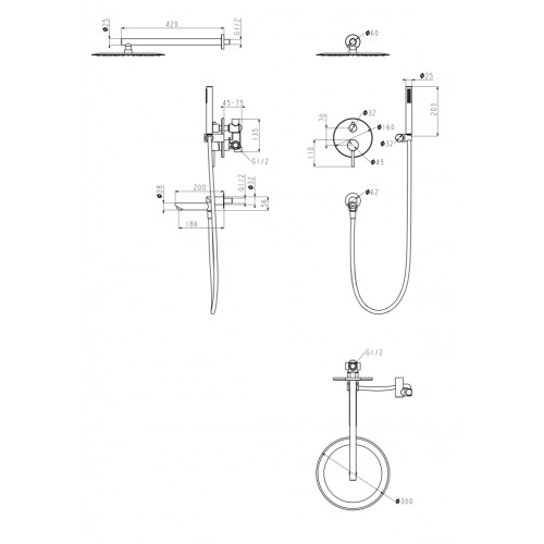 Душевая система скрытого монтажа Grocenberg GB5099GO-1 Золото