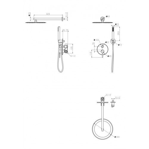 Душевая система скрытого монтажа Grocenberg GB5099MG-3 Матовое золото