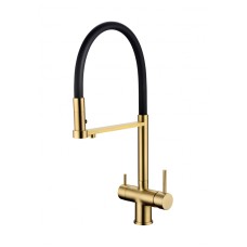 Смеситель для кухни Grocenberg GB4095 с гибким изливом Матовое золото