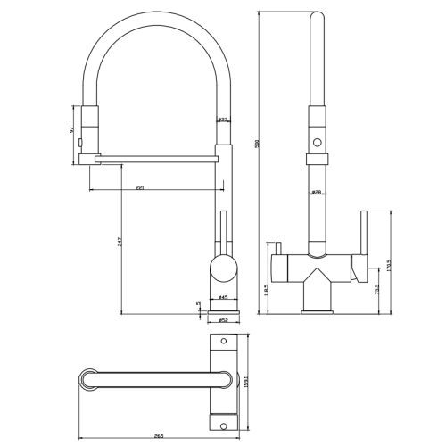 Смеситель для кухни Grocenberg GB4095 с гибким изливом Никель