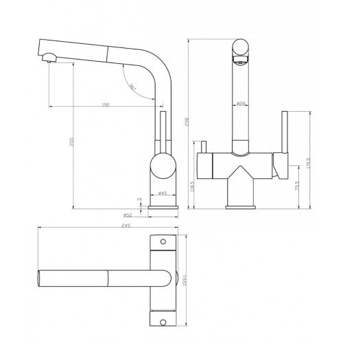 Смеситель для кухни под фильтр с выдвижным изливом GROCENBERG GB4097BL (Kerox Венгрия)