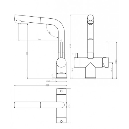 Смеситель для кухни под фильтр с выдвижным изливом GROCENBERG GB4097NK (Kerox Венгрия)