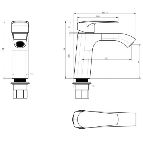 Cмеситель для раковины Grocenberg GB2022 Хром