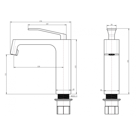 Смеситель для раковины стандартный Grocenberg GB2090BL Чёрный матовый Смеситель для раковины стандартный Grocenberg GB2090BL Чёрный матовый