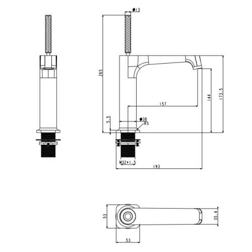Смеситель для раковины стандартный Grocenberg GB2091CR Хром