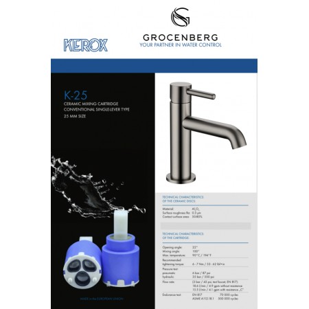 Смеситель для раковины стандартный Grocenberg GB2099BG Графит Смеситель для раковины стандартный Grocenberg GB2099BG Графит