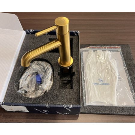 Смеситель для раковины стандартный Grocenberg GB2099GL золотой брашированный Смеситель для раковины стандартный Grocenberg GB2099GL золотой брашированный