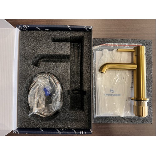 Смеситель для раковины стандартный Grocenberg GB2099GL золотой брашированный