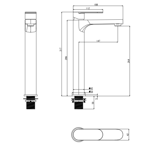 Смеситель для раковины Высокий Grocenberg GB3011 Никель
