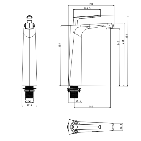 Смеситель для раковины Высокий Grocenberg GB3025MG Матовое золото Смеситель для раковины Высокий Grocenberg GB3025MG Матовое золото