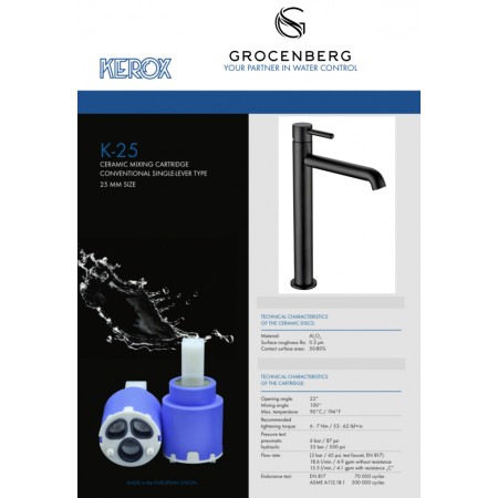 Смеситель для раковины Высокий Grocenberg GB3029BL Чёрный матовый Смеситель для раковины Высокий Grocenberg GB3029BL Чёрный матовый