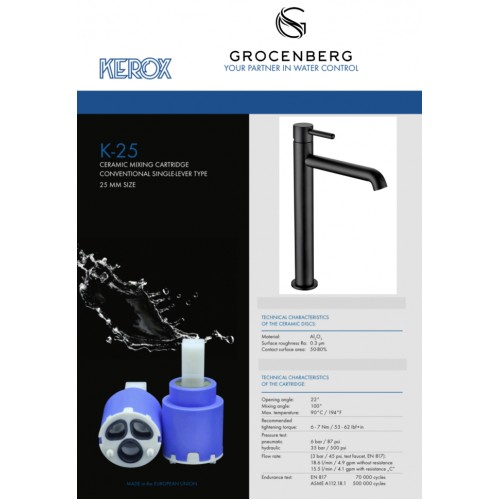 Смеситель для раковины Высокий Grocenberg GB3029BL Чёрный матовый