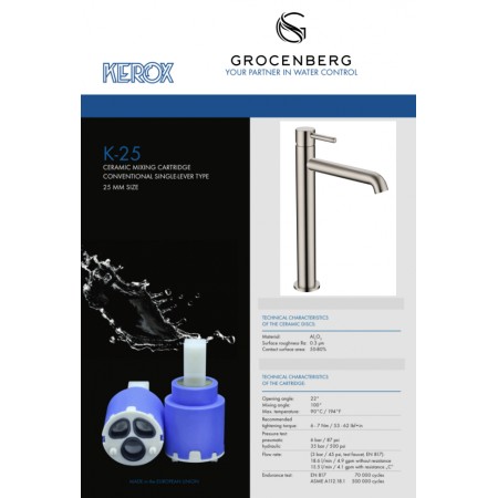 Смеситель для раковины Высокий Grocenberg GB3029NK Никель Смеситель для раковины Высокий Grocenberg GB3029NK Никель