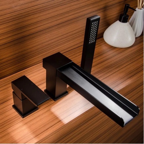 Смеситель на борт ванны Groсenberg GB6008-2 Черный матовый