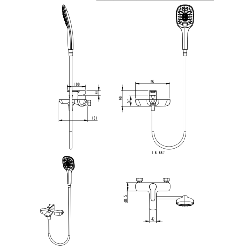 Смеситель для ванны с ручным душем Groсenberg GB8009 Золото