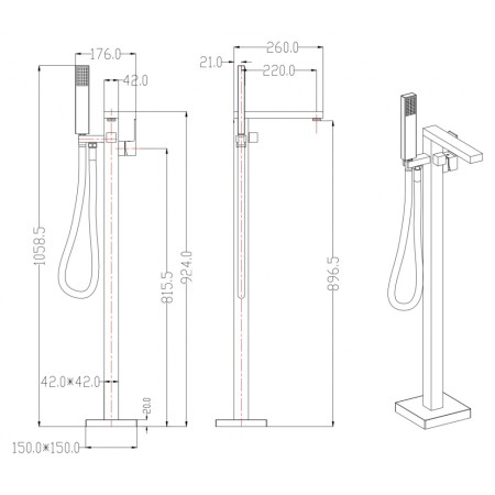 Смеситель напольный Groсenberg GB800 Бронза