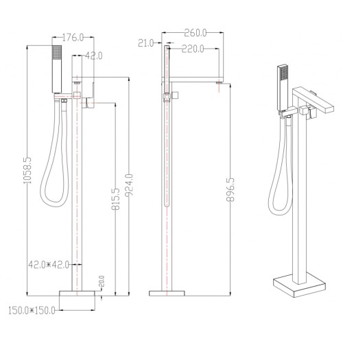 Смеситель напольный Groсenberg GB800 Золото