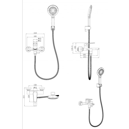 Смеситель для ванны с ручным душем Groсenberg GB8033 Хром