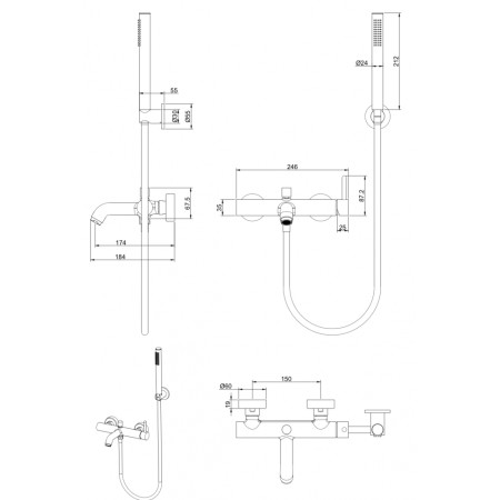 Смеситель для ванны Grocenberg GB8099BG Графит Смеситель для ванны Grocenberg GB8099BG Графит