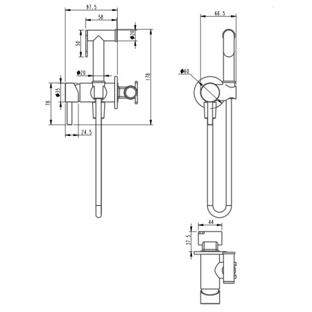 Смеситель встраиваемый с гигиеническим душем  Grocenberg GB001MG Матовое золото