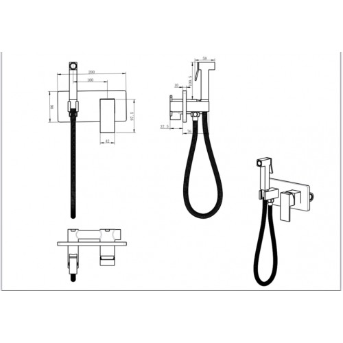 Смеситель встраиваемый с гигиеническим душем Grocenberg GB004 Хром