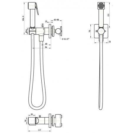 Смеситель Прогрессивный встраиваемый с гигиеническим душем Grocenberg GB005BG Графит Смеситель Прогрессивный встраиваемый с гигиеническим душем Grocenberg GB005BG Графит